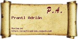 Prantl Adrián névjegykártya
